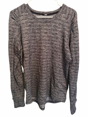 Lululemon Runderful Long Sleeve Crew Neck Top. Black/White Jacquard. Size 8
